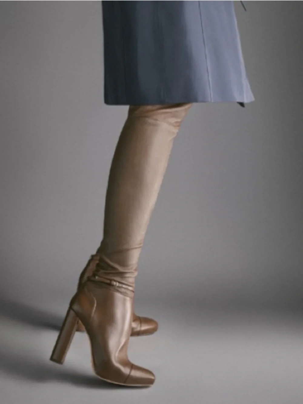MASSIMO DUTTI OTK Stretch Leather High Heel Boots In Brown 🤎